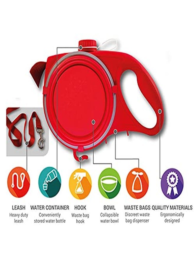 EMNDR Multifunction Pet Dog Leash with Built-in Water Bottle Bowl Waste Bag Dispenser,Retractable Dog Leash Collapsible Dirt Container Pet Supplies,Outdoor Walking - Image 3